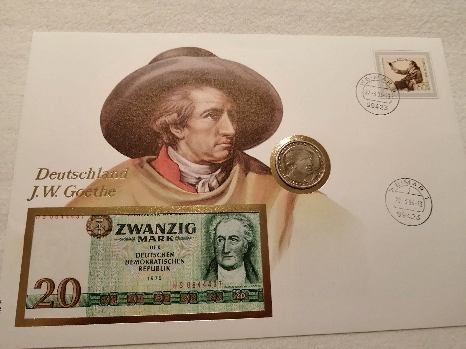 Banconote: 20 DM Note 1975 + Münze – Nuovo e nell'imballaggio originale da Nunningen venduto da mochflo