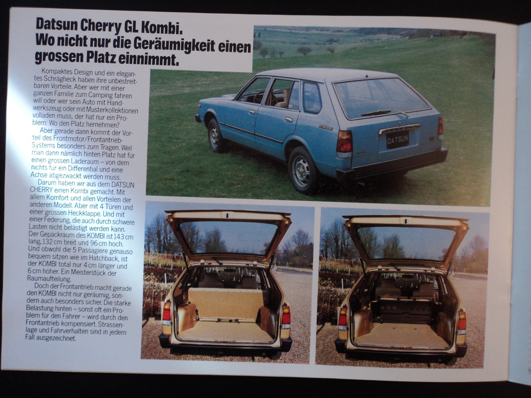 Datsun Documenti: Prospekt Datsun Cherry 1979 Coupé Hatchback Kombi – Usato da Schwarzenburg venduto da modelCARama 4