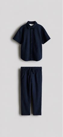 Ensemble chemise et pantalon d'été bleu marine 104