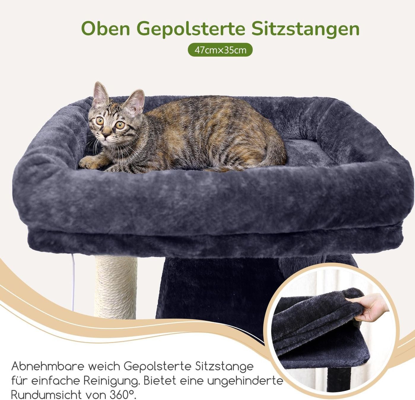 Katzenbaum - Kratzbaum: Kratzbaum Kletterbaum Katzenbaum 178cm Katzenhaus dunkelgrau – Neu und originalverpackt aus Zürich von  3