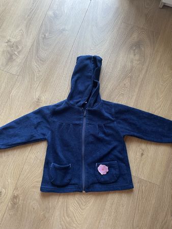 Fleece Jacke Kinder Dunkelblau Grösse 86/92 mit Blume