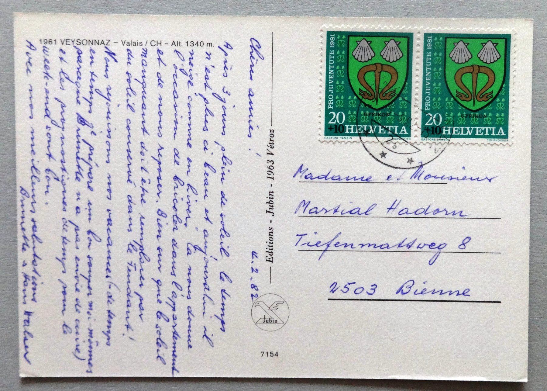 Cartes postales: Veysonnaz alt. 1340 m – D'occasion à Fétigny par Billy2miny 1