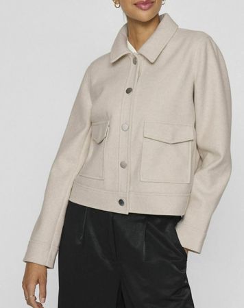 Damen Jacke beigefarben mit Taschen, M