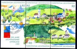 300 JAHRE LIECHTENSTEINER UNTERLAND BLOCK GESTEMPELT - LI01