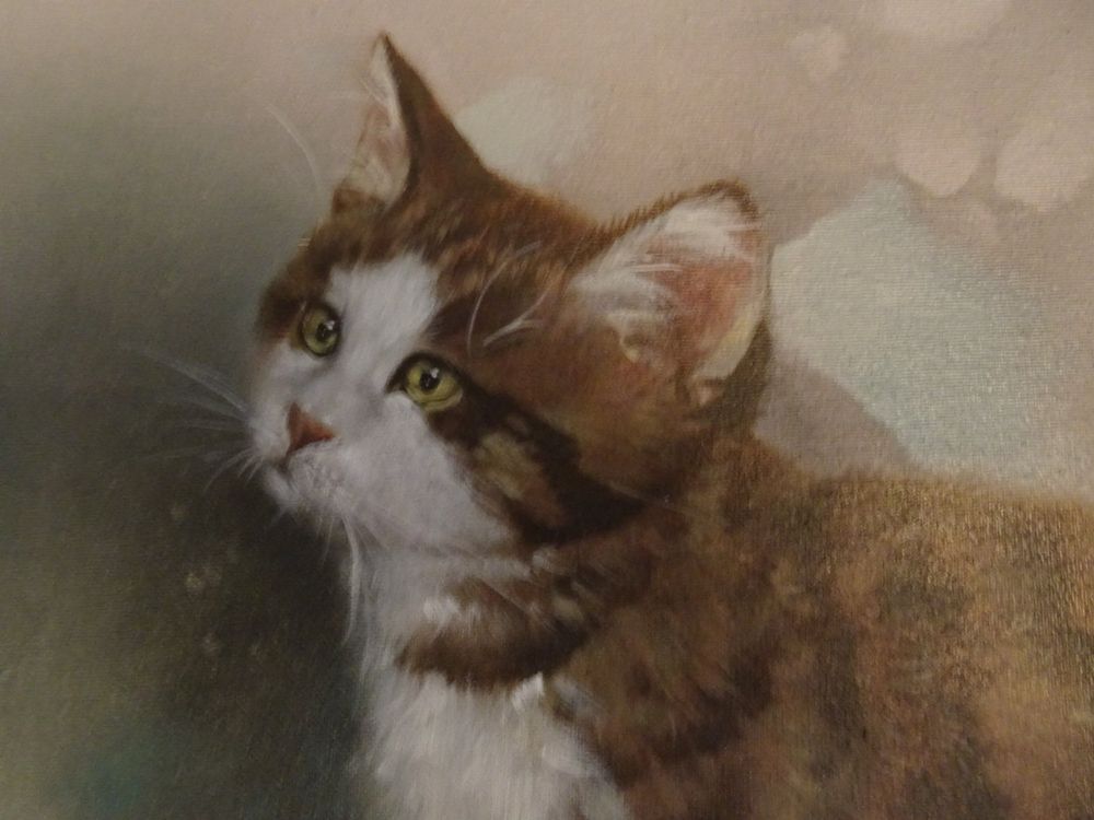  Katze mit Jungem signiertes grosses Oelbild (Gebraucht) in Siebnen für 