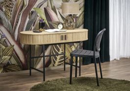 Schreibtisch oval Holzoptik mit Schublade neuwertig