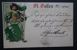 1901 St. Gallen  Präge- Ansichtskarte  gelaufen
