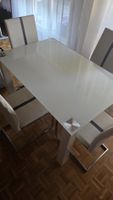 Esstisch mit Stühlen weiss Glas Metall gebraucht