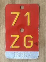 ZG 71 - VELONUMMER - FAHRRADSCHILD - PLAQUE DE VELO - ZG 71