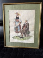 Aquarell-Malerei, Bauer und Maid, signiert, Jahr 1928