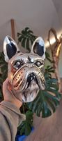 Bulldog kopf Deko Hundekopf Keramik Skulptur Wanddekoration