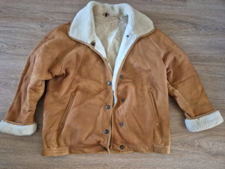 Vintage Shearling Lined Leather Coat Size 40 - Winter