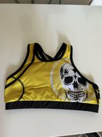 Brassière de sport jaune et noire, Taille S, Imprimé💀.