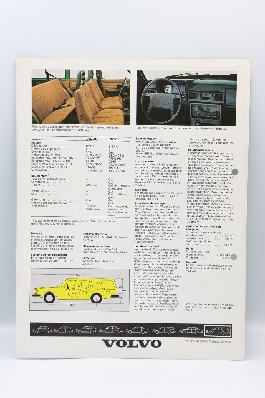 Volvo Documenti: Volvo 265 1977 Prospektblatt – Usato da Bühl b.Aarberg venduto da Collectorpassions 1
