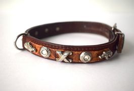 Hundehalsband Leder m. Strass XS Lederhalsband Kleiner Hund
