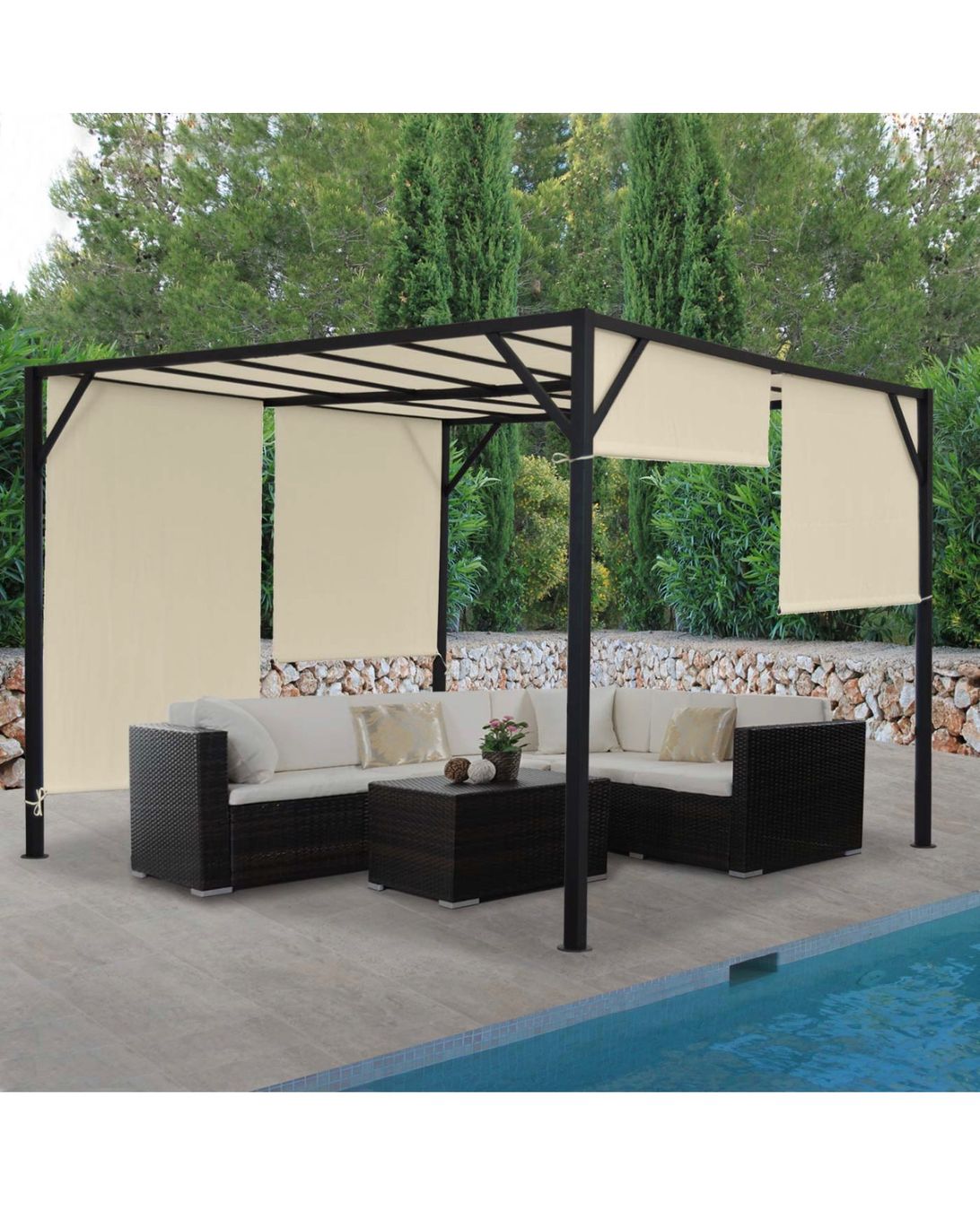 Tende & Padiglioni: +4x4 Pergola Baia, Pavillon, 6cm-Stahl-Gestell+Schiebedach – Nuovo e nell'imballaggio originale da Amriswil venduto da JaJa-Express 3