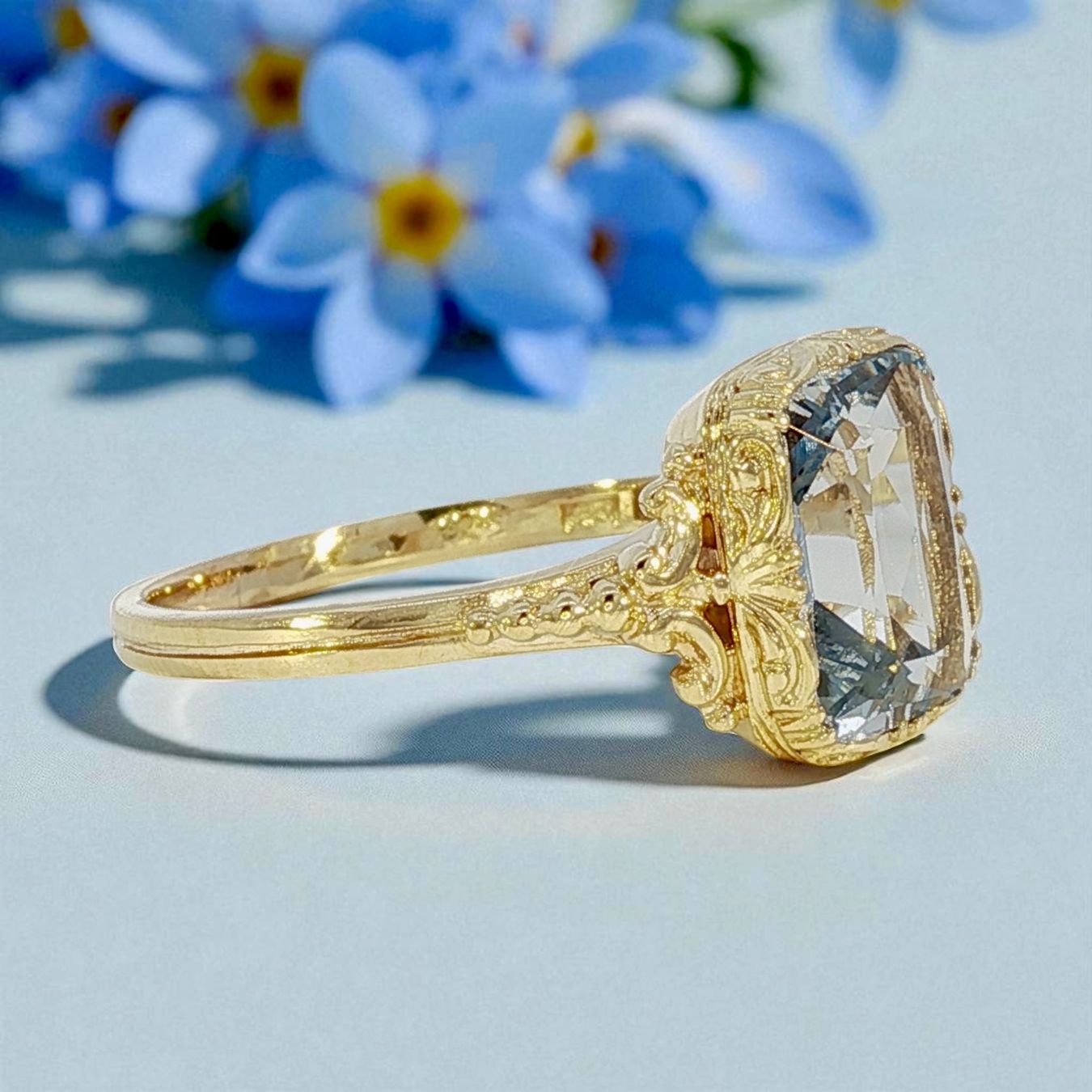 Anelli: Antik Jugendstil Ring 9k Gold mit synth. Blauem Spinell – Usato da Embrach venduto da marufa 2