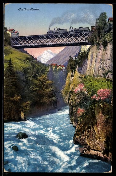 Cartoline postali: AK Göschenen, Viadukt der Gotthardbahn – Usato da Berlin venduto da bartko-reher