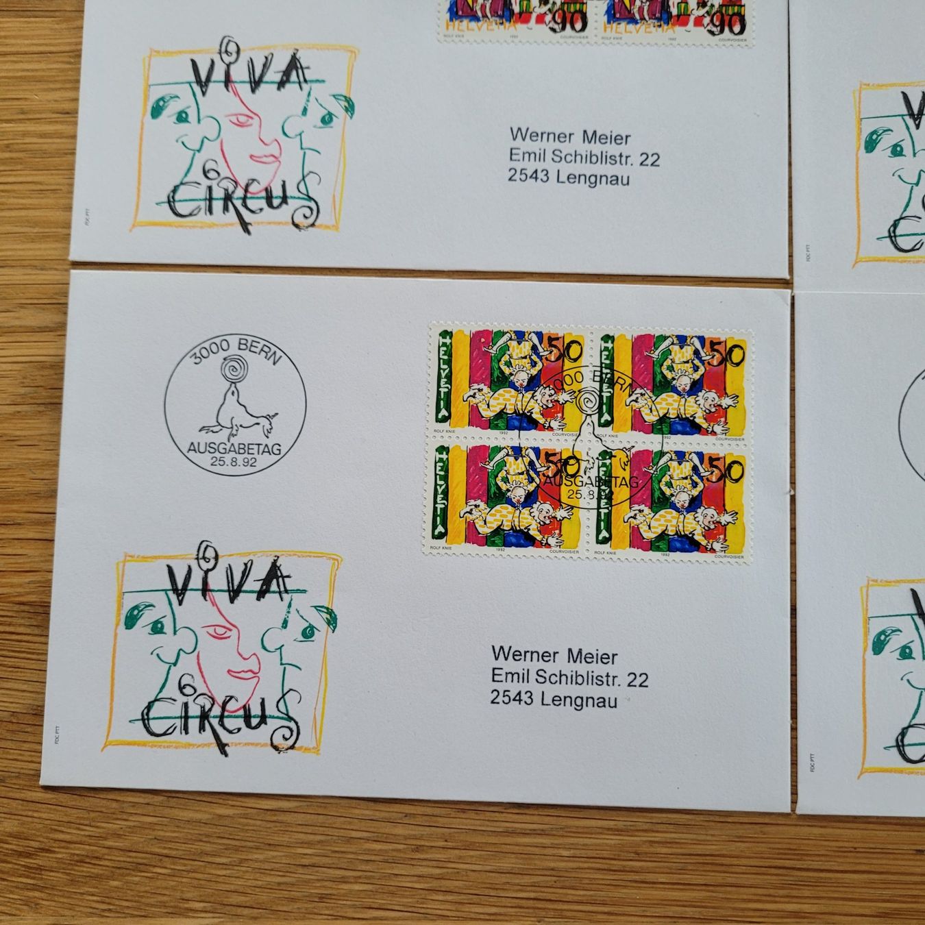 Alle Briefmarken: Lot FDC Cirque (Knie) Block de 4 – Gebraucht aus Biel/Bienne von Destockweb 2