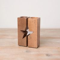 8 x Holz Teelichthalter Kerze mit geteiltem Stern ab CHF 1.-