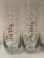 4er Set  Sektgläser mit Schriftzug in Roségold