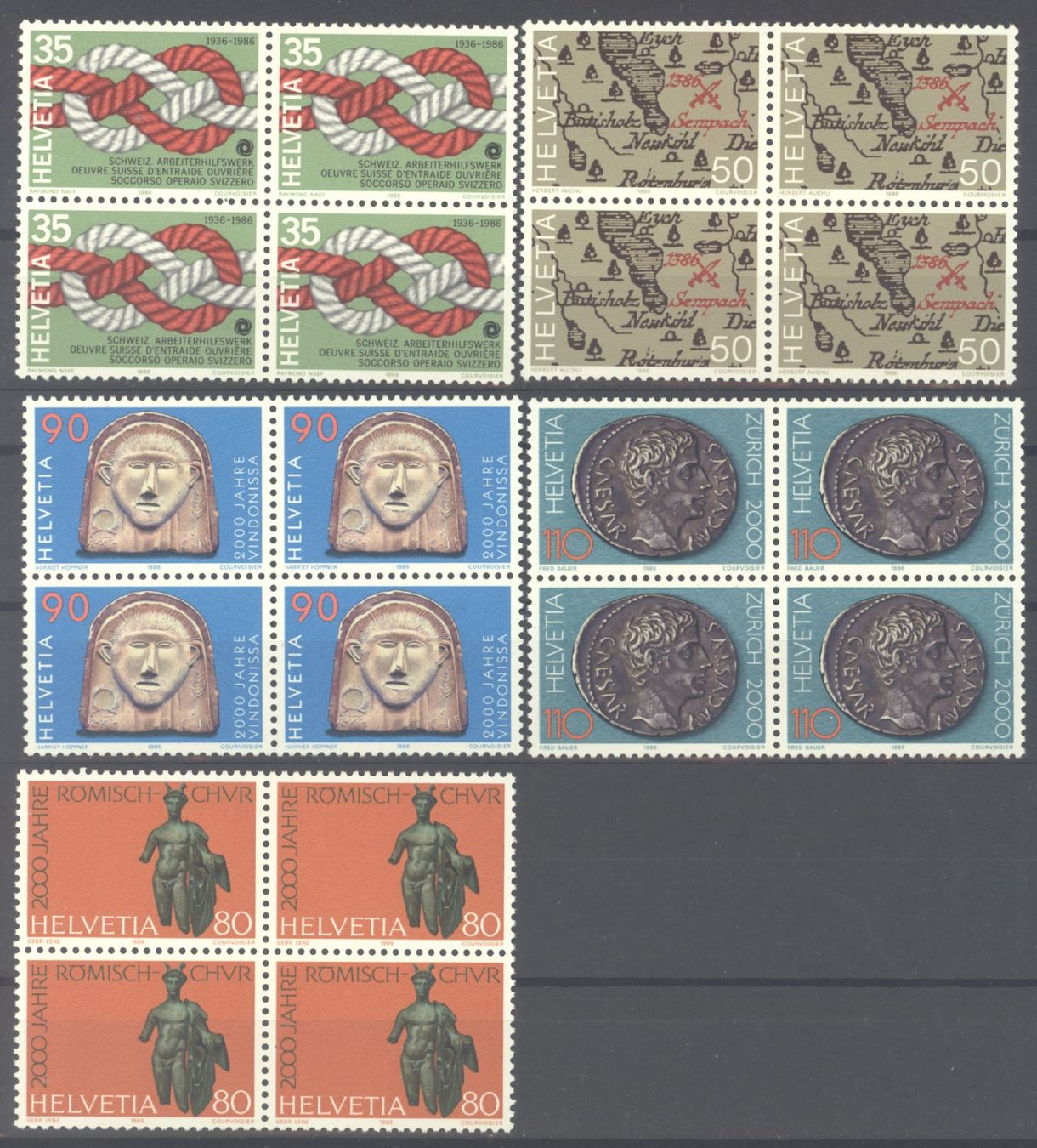 Tutti i francobolli: 1986, Sonderpostmarken I, Viererblöcke ** – Nuovo (secondo la descrizione) da Willisau venduto da Vollstempel