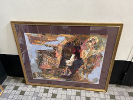 Tableau Abstrait Signé Année 1998, Encadré.Sous verre