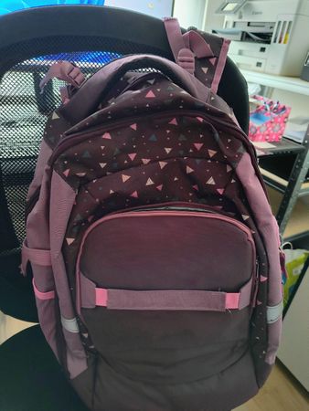 Schulrucksack Set, lila Dreieckmuster, Top Zustand! Neu!