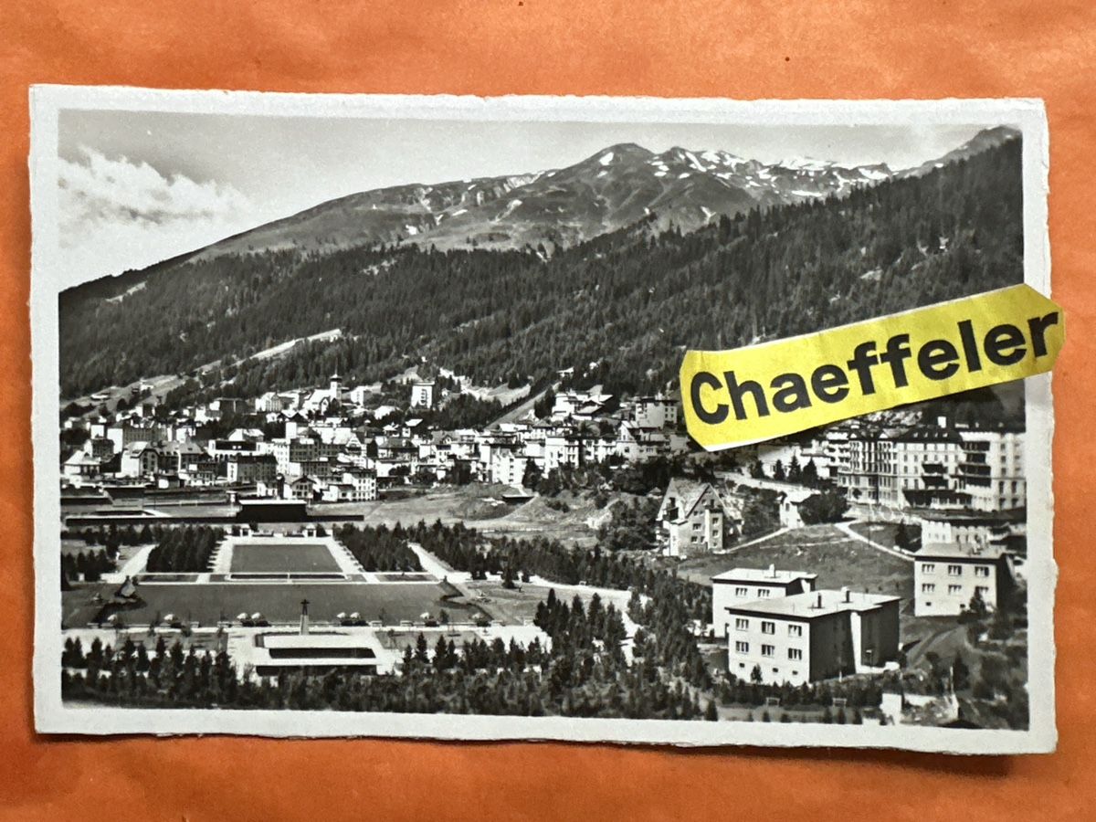 Cartoline postali: Alte Ansichtskarte Davos mit Kurpark – Usato da Zürich venduto da Chaeffeler