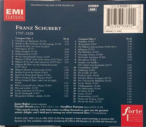 CD: Schubert - Lieder (Janet Baker) – Usato da Grüningen venduto da azulamarillo 1