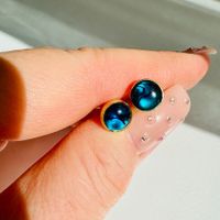 Ohrstecker rund Cabochon 8mm 925 Silber gold Abalone Perle