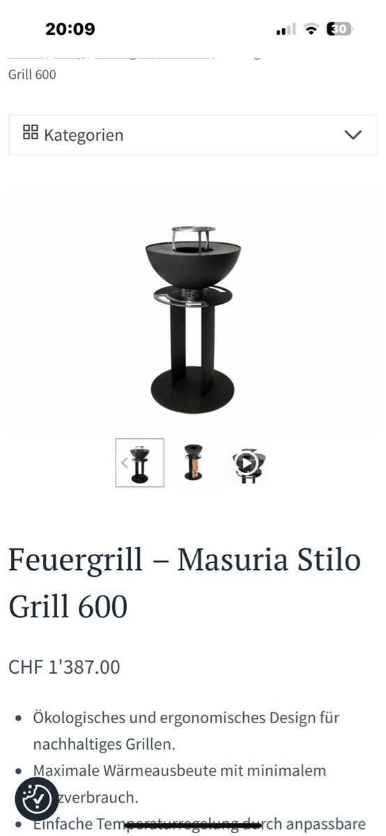 Griglie: Masuria Stilo Feuergrill 600 neu – Nuovo e nell'imballaggio originale da Gontenschwil venduto da Datei 1