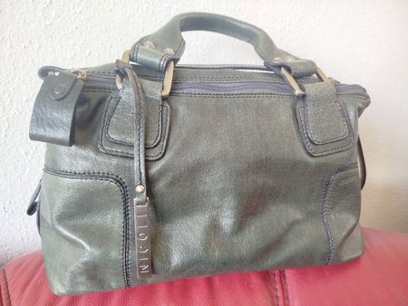 Nicoli Handtasche, Vintage Look, Top Zustand ,Neu, Grau-Grün