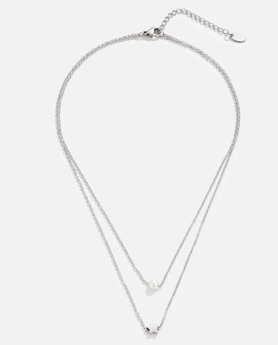 Catenine: Doppelkette versilberter Edelstahl mit Kunstperle – Nuovo (secondo la descrizione) da Appenzell venduto da sonnegarte 2