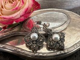 Ohrhänger Silber mit Perlen und Markasiten ein Vintage Traum