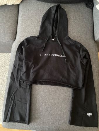 Chiara Ferragni Hoodie Schwarz Cropped Top Gr. S
