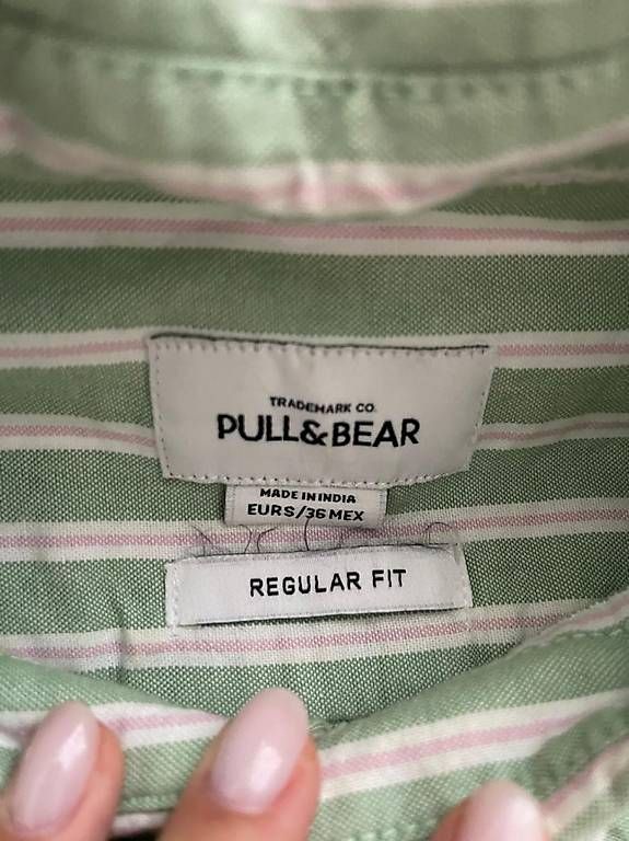 Chemises: Pull&Bear Herrenhemd grün/weiss gestreift Gr. S – Neuf (Voir description) à Oftringen par Kad.Ha 1