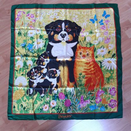 Foulard Schal Seide Hund & Katze Gisela