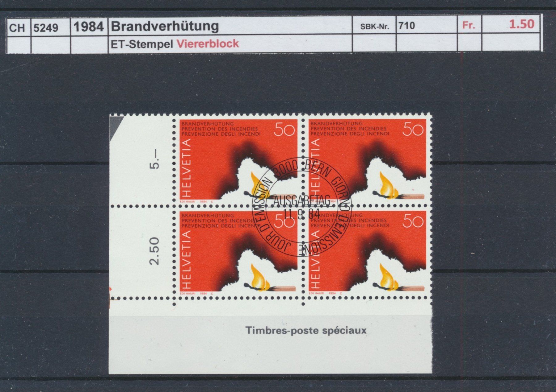 Alle Briefmarken: 1984 "Sonderpostmarken", Viererblock, ET - Stempel – Gebraucht aus Winterthur von Zupogeru