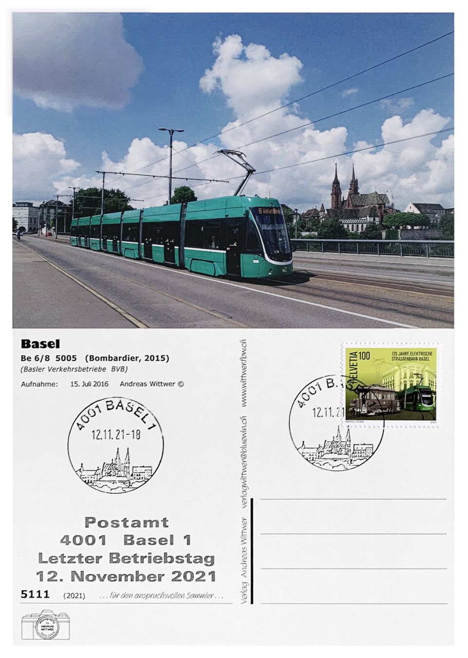 Ansichtskarten: Basel Post Basel 1 Letzttag Karte Tram Be 6/8 BVB Flexity – Neu (gemäss Beschreibung) aus Bern von AWiBe