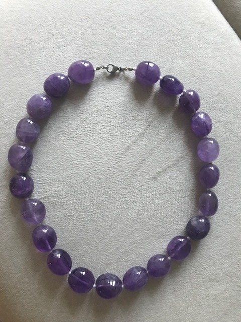 Pietre preziose: Amethyst Halskette Trommelstein 18/22 dunkel – Nuovo (secondo la descrizione) da Neu St. Johann venduto da Stewardess78 2