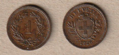 Alle Münzen: 1 Rappen 1926 – Gebraucht aus Allschwil von Coinfreak