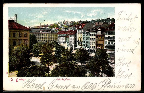 Ansichtskarten: AK St. Gallen, Partie am Marktplatz – Gebraucht aus Berlin von bartko-reher
