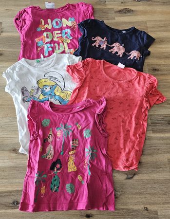 5er Set T-Shirts für Mädchen, Grösse 98/104, Sommerlook