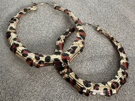 Leoparden-Creolen gross Bambus-Look, Sommer Accessoire!