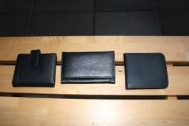 Portemonnaie Set, Leder, Schwarz,