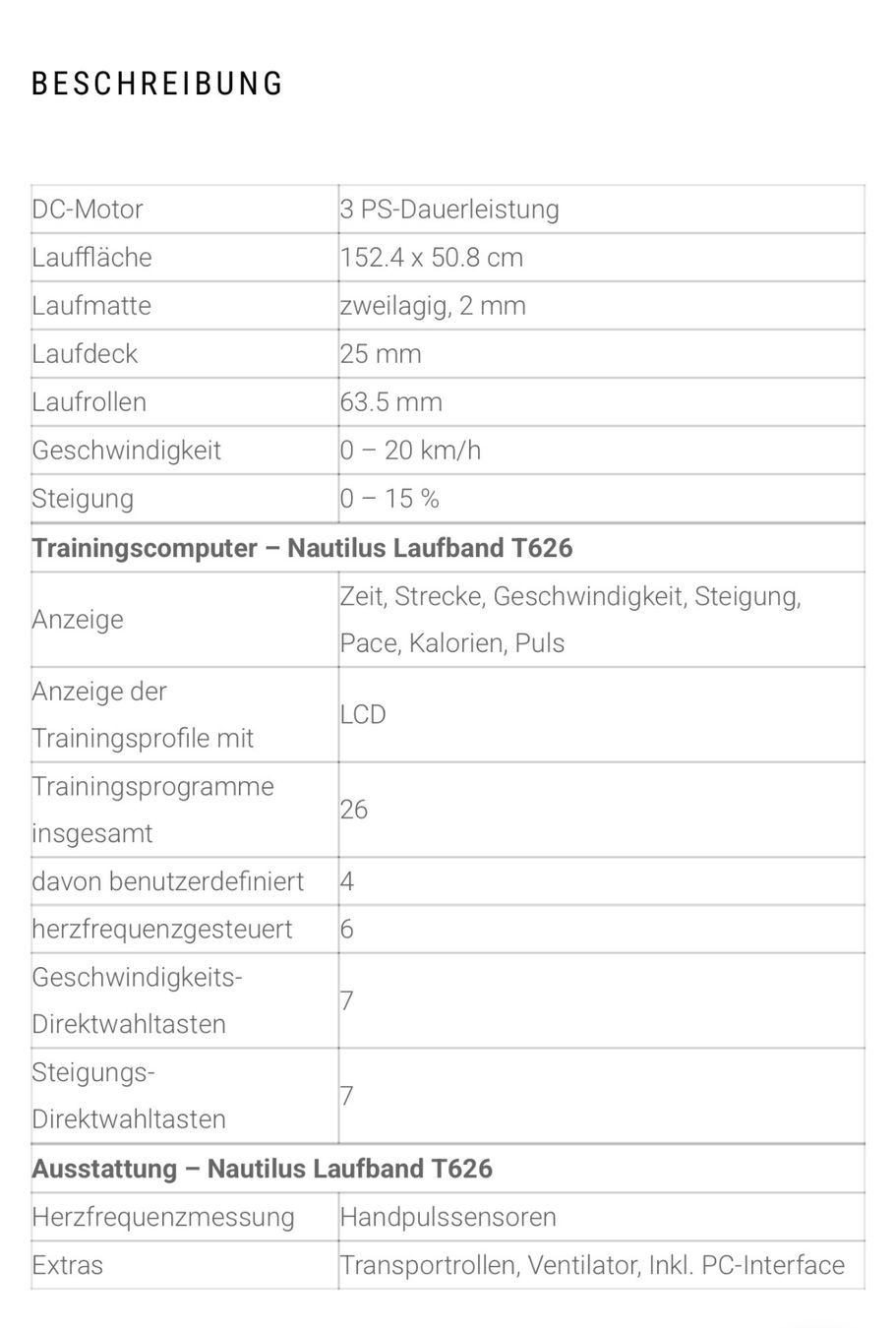 Nautilus Hometrainer: Nautilus T626 Laufband – Usato da Unterseen venduto da dia_hbl7 6