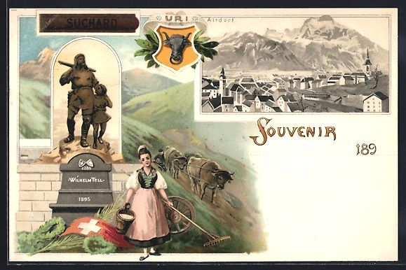 Cartoline postali: Litho Altdorf / Uri, Chocolad Suchard, O – Usato da Berlin venduto da bartko-reher