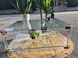 Table basse vintage verre acrylique Charles et Hollis Jones