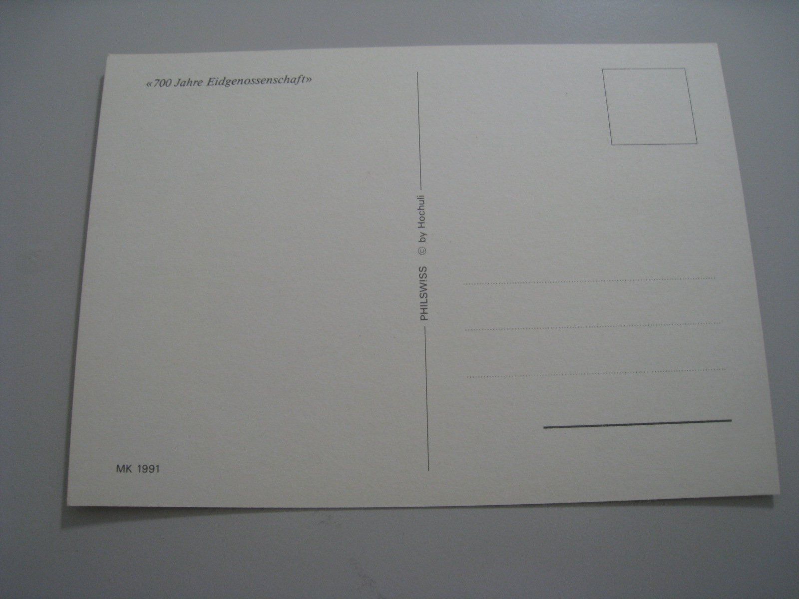Alle Briefmarken: Ansichtskarte 700 Jahre Eidgenossenschaft  22.2.1991 – Gebraucht aus Aarwangen von Pinsel7890 1